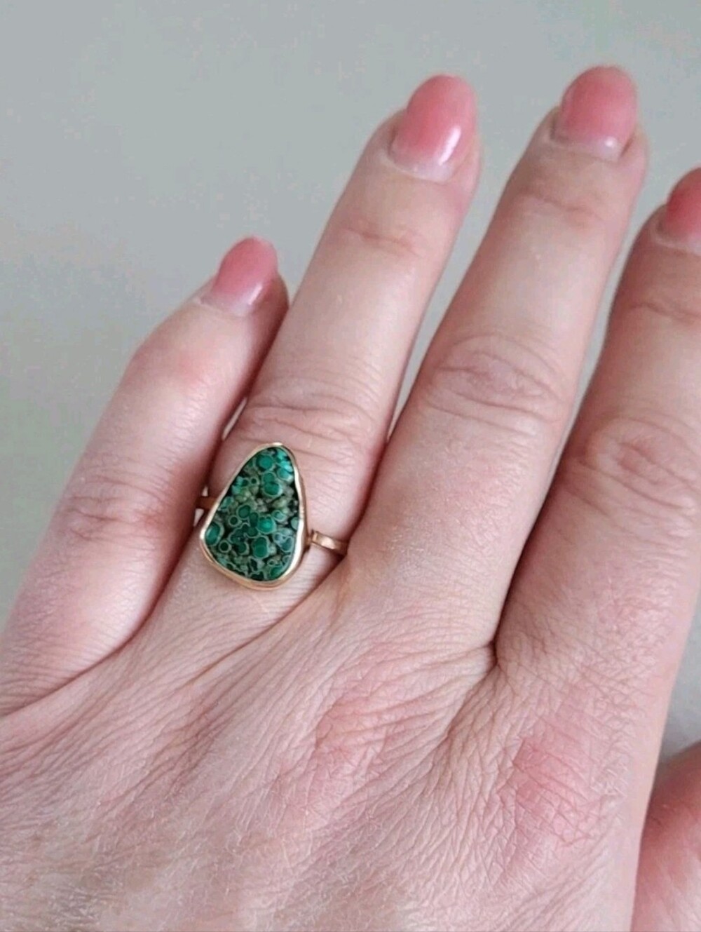 Melissa Joy Manning 14K Gold Botryoidal Malachite Ring MJM Size 6.5 / 7 - Picture 6 of 11